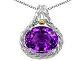 Genuine Oval Amethyst Pendant
