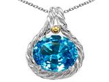 Genuine Oval Blue Topaz Pendant