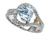 Genuine Heart Shape Aquamarine Ring