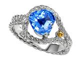 Genuine Heart Shape Blue Topaz Ring