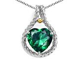 Rope Design 10mm Simulated Emerald Pendant