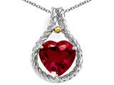 Noah Philippe™ Rope Design 10mm Created Ruby Heart Pendant