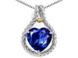 Rope Design 10mm Created Sapphire Pendant