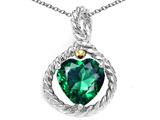 Rope Design 10mm Simulated Emerald Heart Pendant