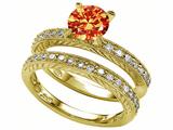 Original Star K™ Simulated Round Fire Opal Wedding Set