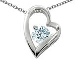 Original Star K™ 7mm Genuine Round Aquamarine Heart Pendant