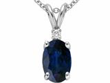 Tommaso Design™ Oval 7x5mm Genuine Sapphire and Diamond Pendant