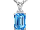 Tommaso Design™ Zoe R™ Octagon cut 8x6mm Genuine Blue Topaz and Diamond Pendant