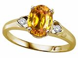 Tommaso Design™ Oval 8x6mm Genuine Citrine and Diamond Ring