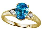 Tommaso Design™ Oval 8x6mm Genuine Blue Topaz and Diamond Ring