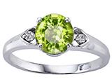 Tommaso Design™ Round 7mm Genuine Peridot and Diamond Engagement Ring