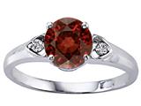 Tommaso Design™ Round 7mm Genuine Garnet and Diamond Engagement Ring