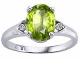 Tommaso Design™ Oval 9x7 mm Genuine Peridot and Diamond Ring
