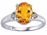 Tommaso Design™ Oval 9x7 mm Genuine Citrine and Diamond Ring