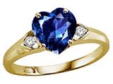 Tommaso Design™ Heart Shape 8mm Created Sapphire and Genuine Diamond Ring