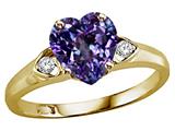 Tommaso Design™ Heart Shape 8mm Simulated Alexandrite And Genuine Diamond Ring