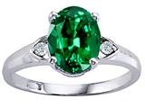 Tommaso Design™ Oval 9x7mm Simulated Emerald And Genuine Diamond Ring