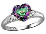 Tommaso Design™ Heart Shape 8mm Mystic Rainbow Topaz and Diamond Ring