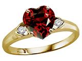 Tommaso Design™ Heart Shape 8mm Genuine Garnet and Diamond Ring