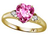 Tommaso Design™ Heart Shape 8mm Simulated Pink Topaz And Genuine Diamond Ring