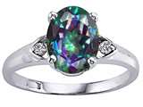Tommaso Design™ Oval 9x7 mm Mystic Rainbow Topaz and Diamond Ring