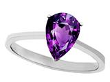 Tommaso Design™ Genuine Amethyst Pear Shape 8x6mm Solitaire Engagement Ring
