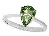 Tommaso Design™ Genuine Green Sapphire Pear Shape 8x6mm Solitaire Engagement Ring