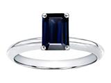 Tommaso Design™ Genuine Sapphire Emerald Cut 8x6mm Solitaire Engagement Ring