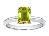Tommaso Design™ Genuine Peridot Emerald Cut 8x6mm Engagement Ring