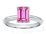 Tommaso Design™ Simulated Pink Topaz Emerald Cut 8x6mm Engagement Ring