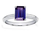 Tommaso Design™ Genuine Iolite Emerald Cut 8x6mm Engagement Ring