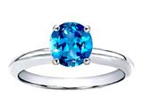 Tommaso Design™ Round 7mm Genuine Blue Topaz Solitaire Engagement Ring