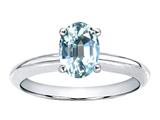 Tommaso Design™ Oval 8x6mm Genuine Aquamarine Solitaire Engagement Ring