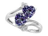 Tommaso Design™ Heart Shape 6 mm Simulated Alexandrite and Diamond Ring