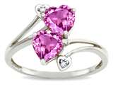 Tommaso Design™ Heart Shape 6 mm Created Pink Sapphire and Diamond Ring