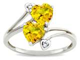 Tommaso Design™ Heart Shape 6mm Genuine Citrine and Diamond Ring