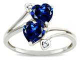 Tommaso Design™ Heart Shape 6 mm Created Sapphire and Diamond Ring