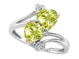Tommaso Design™ Heart Shape 6 mm Genuine Lemon Quartz and Diamond Ring