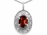 Tommaso Design™ Oval 9x7mm Genuine Garnet and Diamond Filigree Pendant