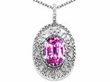 Tommaso Design™ Oval 9x7mm Simulated Pink Topaz And Diamond Filigree Pendant
