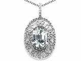 Tommaso Design™ Oval 9x7mm Genuine White Topaz and Diamond Filigree Pendant