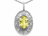 Tommaso Design™ Oval 9x7mm Genuine Lemon Quartz and Diamond Filigree Pendant