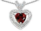 Tommaso Design™ Heart Shape 6 mm Genuine Garnet and Diamond Pendant