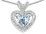 Tommaso Design™ Genuine Heart Shape Aquamarine and Diamond Pendant