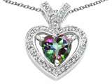 Tommaso Design™ Heart Shape 6 mm Mystic Rainbow Topaz and Diamond Pendant