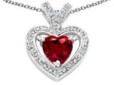 Tommaso Design™ Heart Shape 6mm Created Ruby and Diamond Pendant