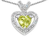 Tommaso Design™ Heart Shape 6 mm Genuine Lemon Quartz and Diamond Pendant