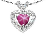 Tommaso Design™ Heart Shape 6 mm Created Star Ruby and Diamond Pendant