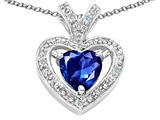 Tommaso Design™ Heart Shape 6 mm Created Sapphire and Diamond Pendant