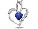 Tommaso Design™ Heart Shape 6mm Created Star sapphire and Diamond Pendant